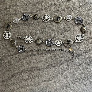 Chicos mixed-metal concho chain belt with adjustable lobster claw clasp